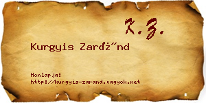 Kurgyis Zaránd névjegykártya